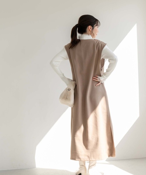 fifth（フィフス）の「メルトンキーネックジャンスカワンピース（ワンピース・レディース・モカ/カーキ/ブラック・M）」の16枚目の写真