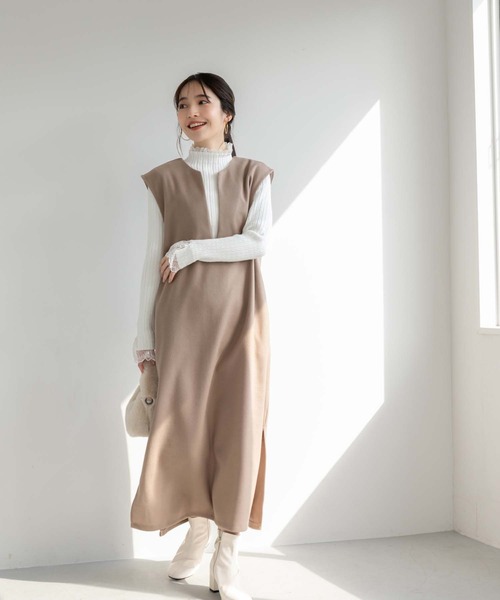 fifth（フィフス）の「メルトンキーネックジャンスカワンピース（ワンピース・レディース・モカ/カーキ/ブラック・M）」の15枚目の写真