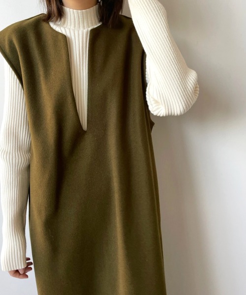 fifth（フィフス）の「メルトンキーネックジャンスカワンピース（ワンピース・レディース・モカ/カーキ/ブラック・M）」の22枚目の写真