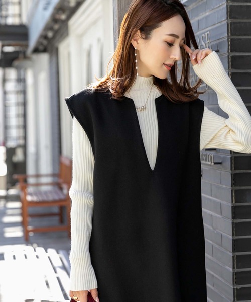 fifth（フィフス）の「メルトンキーネックジャンスカワンピース（ワンピース・レディース・モカ/カーキ/ブラック・M）」の7枚目の写真