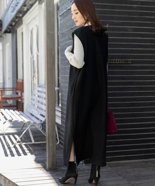 fifth（フィフス）の「メルトンキーネックジャンスカワンピース（ワンピース・レディース・モカ/カーキ/ブラック・M）」の10枚目の写真