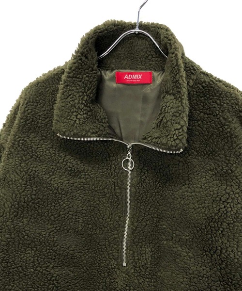 ADMIX/ATELIER SAB MEN（アドミックスアトリエサブメン）の「【no sweat.×ADMIX】ハーフジップ もこもこ ボアフリース / オーバーサイズ スタンドカラー ジップブルゾン（ブルゾン・メンズ・オフホワイト/チャコールグレー/ブラック/グリーン/カーキ/ライトベージュ/モカ・48/50/52）」の12枚目の写真