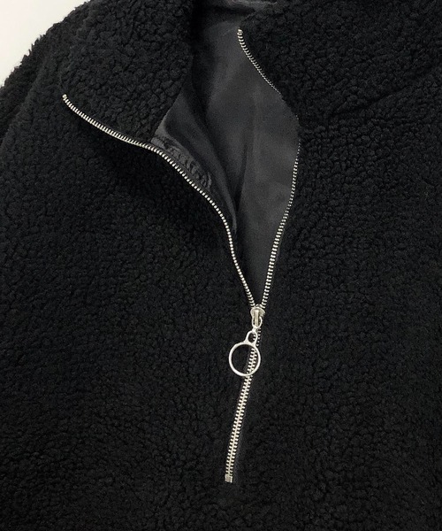 ADMIX/ATELIER SAB MEN（アドミックスアトリエサブメン）の「【no sweat.×ADMIX】ハーフジップ もこもこ ボアフリース / オーバーサイズ スタンドカラー ジップブルゾン（ブルゾン・メンズ・オフホワイト/チャコールグレー/ブラック/グリーン/カーキ/ライトベージュ/モカ・48/50/52）」の14枚目の写真