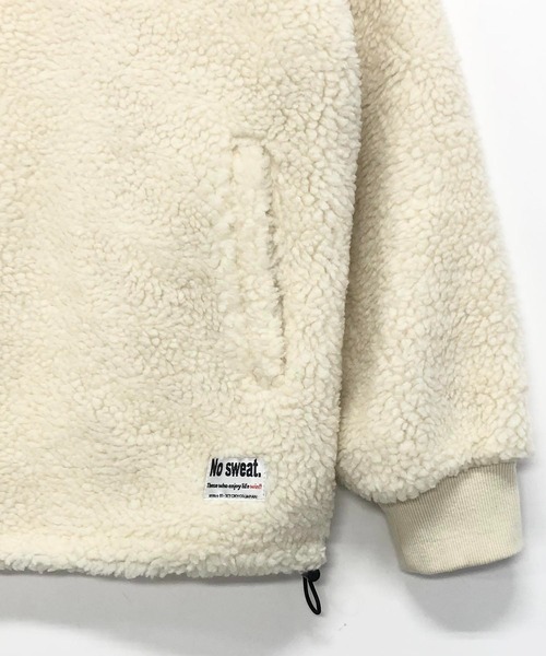 ADMIX/ATELIER SAB MEN（アドミックスアトリエサブメン）の「【no sweat.×ADMIX】ハーフジップ もこもこ ボアフリース / オーバーサイズ スタンドカラー ジップブルゾン（ブルゾン・メンズ・オフホワイト/チャコールグレー/ブラック/グリーン/カーキ/ライトベージュ/モカ・48/50/52）」の18枚目の写真