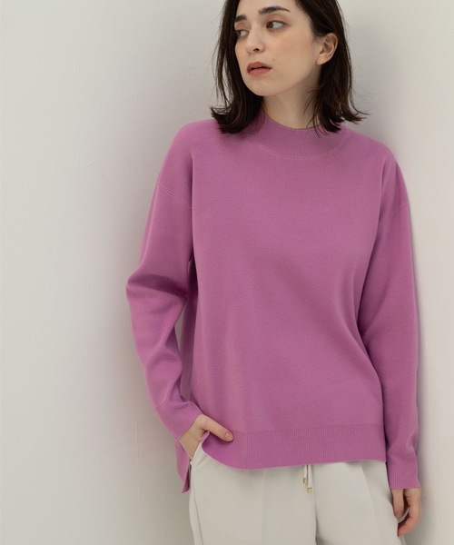 OPAQUE.CLIP（オペークドットクリップ）の「◆【ネオサーモ】リラクシーハイネックニット【抗ピリング】（ニット/セーター・レディース・ブラック/オフホワイト/ナチュラル/ブルー/ホワイト系5/レッド系9/レッド系4/ピンク系9・36/38/40/42）」の6枚目の写真