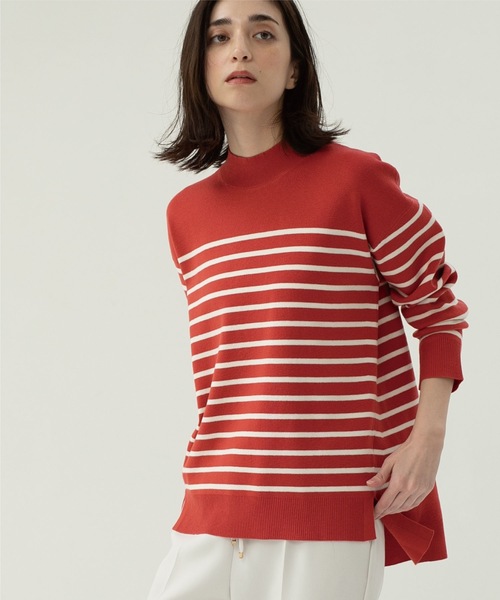 OPAQUE.CLIP（オペークドットクリップ）の「◆【ネオサーモ】リラクシーハイネックニット【抗ピリング】（ニット/セーター・レディース・ブラック/オフホワイト/ナチュラル/ブルー/ホワイト系5/レッド系9/レッド系4/ピンク系9・36/38/40/42）」の7枚目の写真