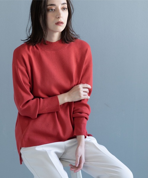 OPAQUE.CLIP（オペークドットクリップ）の「◆【ネオサーモ】リラクシーハイネックニット【抗ピリング】（ニット/セーター・レディース・ブラック/オフホワイト/ナチュラル/ブルー/ホワイト系5/レッド系9/レッド系4/ピンク系9・36/38/40/42）」の8枚目の写真