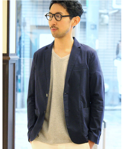 EDIFICE(エディフィス)の「◇C/PEサッカーギンガム 2Bジャケット(その他アウター・メンズ・ブルー系その他・44/46/48/50)」の1枚目の写真