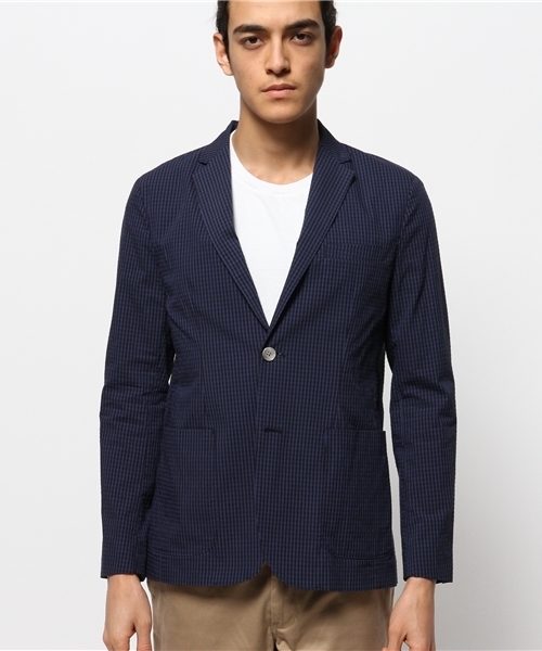 EDIFICE(エディフィス)の「◇C/PEサッカーギンガム 2Bジャケット(その他アウター・メンズ・ブルー系その他・44/46/48/50)」の2枚目の写真