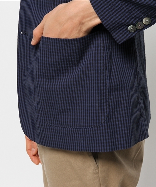 EDIFICE(エディフィス)の「◇C/PEサッカーギンガム 2Bジャケット(その他アウター・メンズ・ブルー系その他・44/46/48/50)」の8枚目の写真