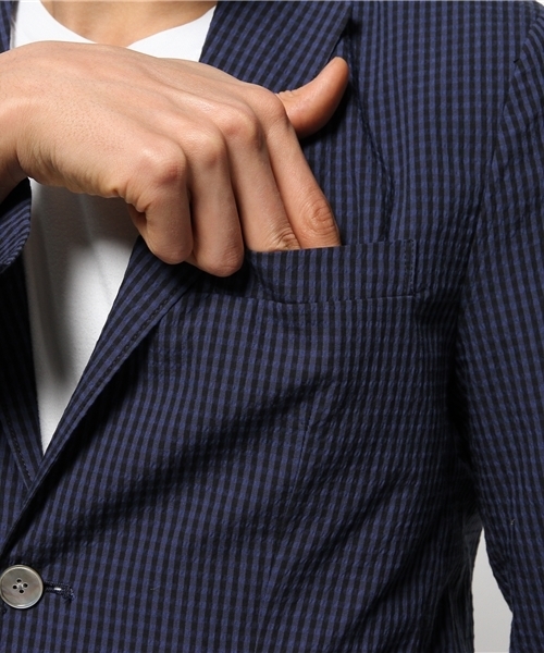 EDIFICE(エディフィス)の「◇C/PEサッカーギンガム 2Bジャケット(その他アウター・メンズ・ブルー系その他・44/46/48/50)」の9枚目の写真