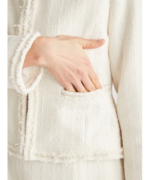 CELFORD（セルフォード）の「ツイードペプラムジャケット（ノーカラー