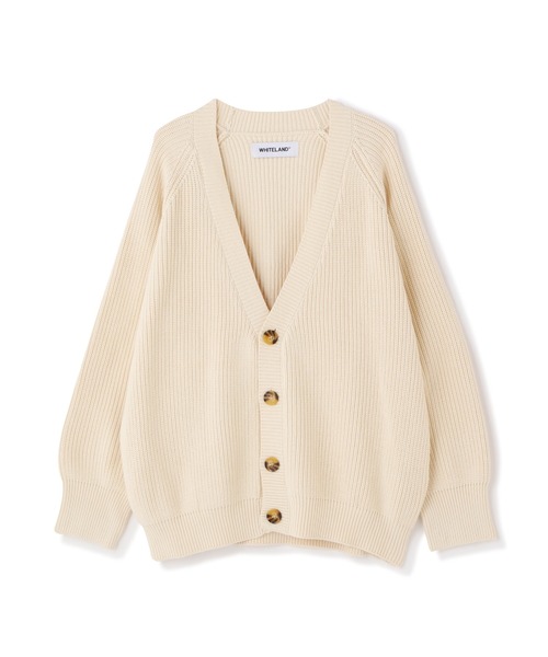 WHITELAND（ホワイトランド）の「WHITELAND/ホワイトランド/RIB CARDIGAN（カーディガン/ボレロ・メンズ・ブラック/アイボリー・F）」の6枚目の写真