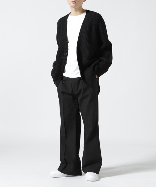 WHITELAND（ホワイトランド）の「WHITELAND/ホワイトランド/RIB CARDIGAN（カーディガン/ボレロ・メンズ・ブラック/アイボリー・F）」の5枚目の写真