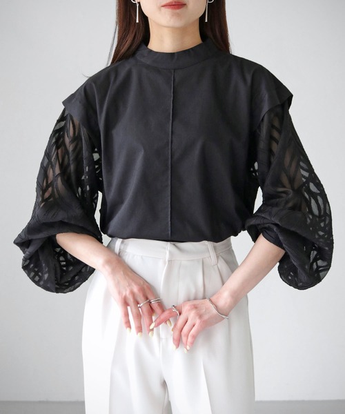 cheriella（シェリエラ）の「【cheriella】WEB限定袖ボリュームレースブラウス（シャツ/ブラウス・レディース・ホワイト/ブラック/ホワイト系その他/ブラック系その他・M）」の15枚目の写真