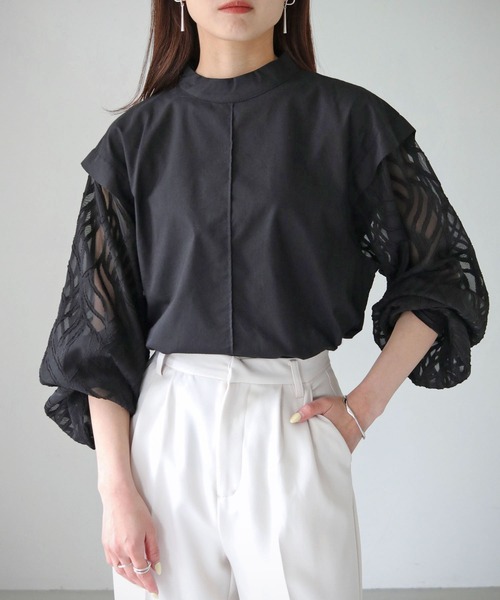 cheriella（シェリエラ）の「【cheriella】WEB限定袖ボリュームレースブラウス（シャツ/ブラウス・レディース・ホワイト/ブラック/ホワイト系その他/ブラック系その他・M）」の14枚目の写真
