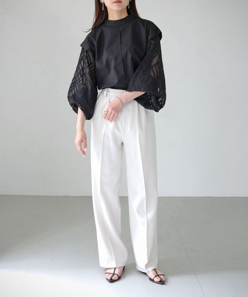 cheriella（シェリエラ）の「【cheriella】WEB限定袖ボリュームレースブラウス（シャツ/ブラウス・レディース・ホワイト/ブラック/ホワイト系その他/ブラック系その他・M）」の12枚目の写真