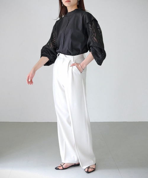 cheriella（シェリエラ）の「【cheriella】WEB限定袖ボリュームレースブラウス（シャツ/ブラウス・レディース・ホワイト/ブラック/ホワイト系その他/ブラック系その他・M）」の10枚目の写真