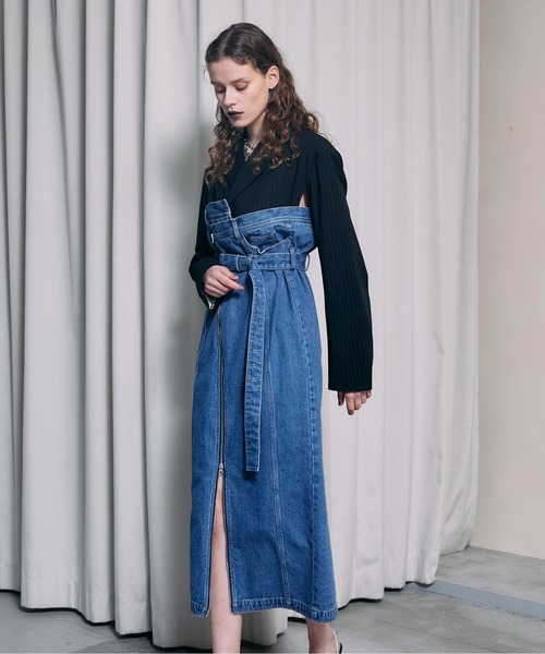 PRANK PROJECT（プランクプロジェクト）の「テーラードデニムワンピース/Tailored Denim Dress（ワンピース・レディース・ブラック/ブルー・FREE）」の9枚目の写真