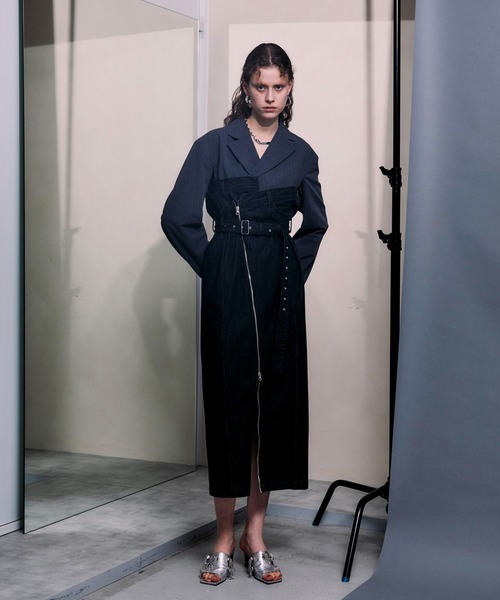 PRANK PROJECT（プランクプロジェクト）の「テーラードデニムワンピース/Tailored Denim Dress（ワンピース・レディース・ブラック/ブルー・FREE）」の11枚目の写真