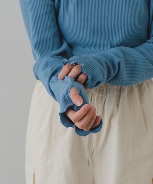 Kastane(カスタネ)の「【2023SSアイテム】アメスリリブプルオーバー(Tシャツ/カットソー・レディース・オレンジ/ブラック/ブルー/アイボリー・FREE)」の8枚目の写真