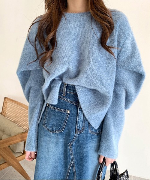 LYEON（リヨン）の「ゆるっとシャギーニット（ニット/セーター・レディース・ピンク/ブルー・FREE）」の3枚目の写真