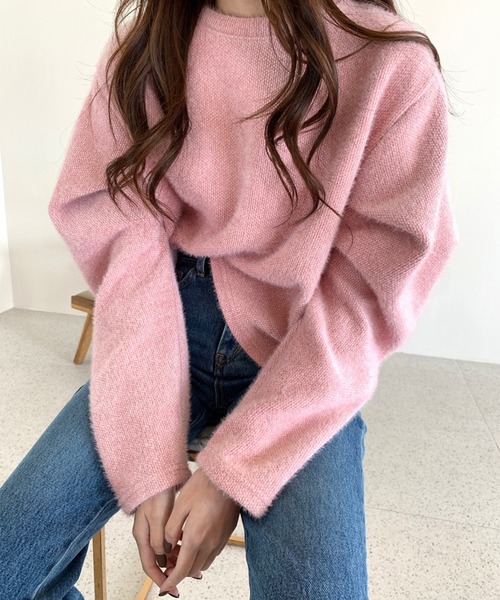 LYEON（リヨン）の「ゆるっとシャギーニット（ニット/セーター・レディース・ピンク/ブルー・FREE）」の7枚目の写真