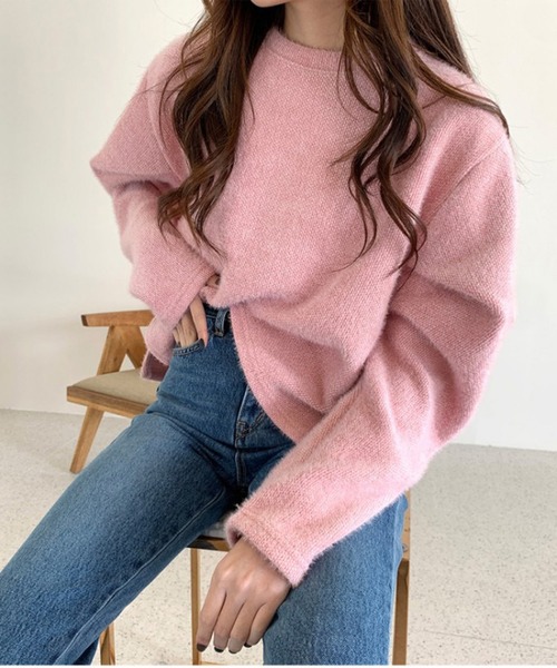 LYEON（リヨン）の「ゆるっとシャギーニット（ニット/セーター・レディース・ピンク/ブルー・FREE）」の8枚目の写真