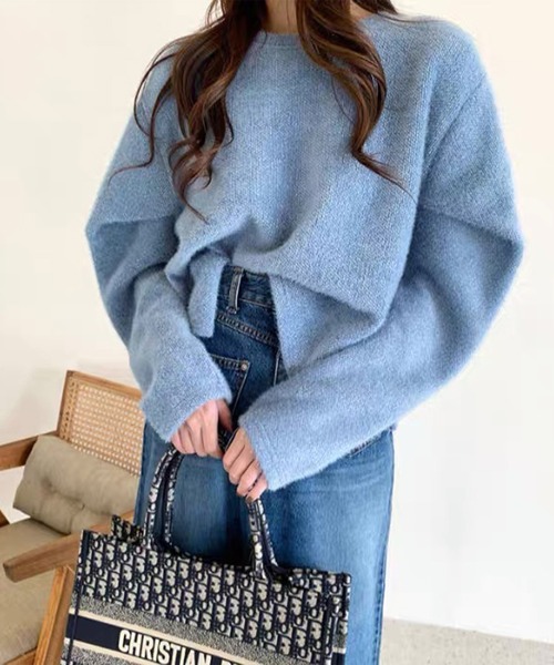 LYEON（リヨン）の「ゆるっとシャギーニット（ニット/セーター・レディース・ピンク/ブルー・FREE）」の9枚目の写真