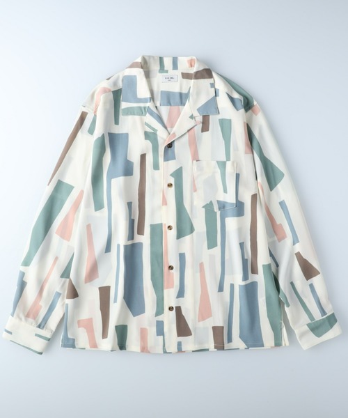PLUS ONE(プラスワン)の「【PLUS ONE】総柄シャツ(シャツ/ブラウス・メンズ・ホワイト/ブラック/ネイビー・M/L/XL)」の17枚目の写真