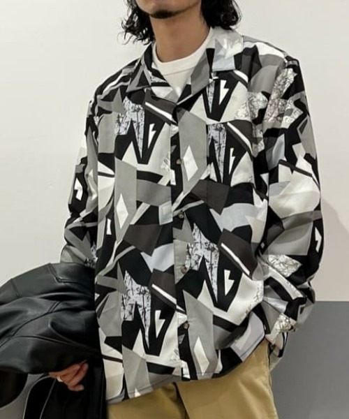 PLUS ONE(プラスワン)の「【PLUS ONE】総柄シャツ(シャツ/ブラウス・メンズ・ホワイト/ブラック/ネイビー・M/L/XL)」の16枚目の写真