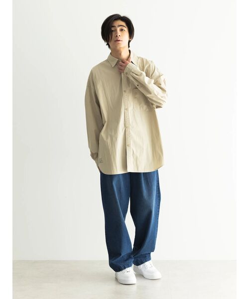CRAFT STANDARD BOUTIQUE（クラフトスタンダードブティック）の「綿ナイロンダンプレギュラーカラーシャツ（シャツ/ブラウス・メンズ・ブラック/オフホワイト/アイボリー/カーキ/ベージュ・M/L/LL）」の14枚目の写真