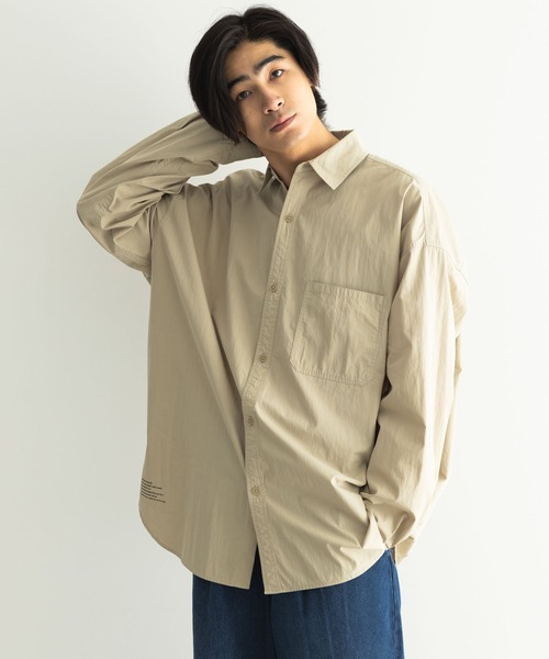 CRAFT STANDARD BOUTIQUE（クラフトスタンダードブティック）の「綿ナイロンダンプレギュラーカラーシャツ（シャツ/ブラウス・メンズ・ブラック/オフホワイト/アイボリー/カーキ/ベージュ・M/L/LL）」の4枚目の写真