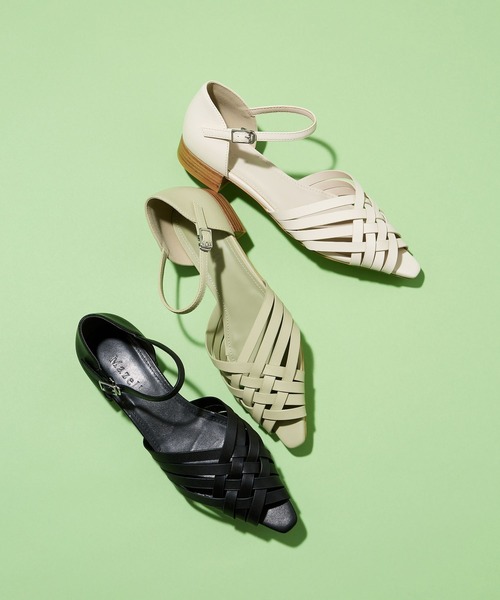Mazell（マゼル）の「Mazell / 編み込みストラップパンプス（パンプス・レディース・オフホワイト/ブラック/ライトグリーン・35/36/37/38/39）」の5枚目の写真