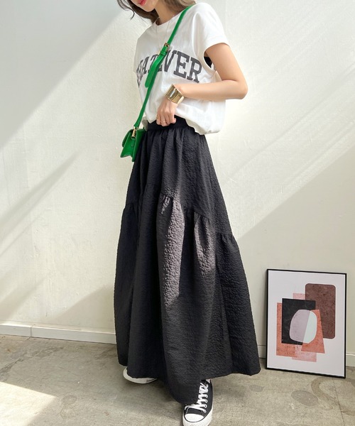 Futier land（フューティアランド）の「ふくれジャガードギャザースカート（スカート・レディース・ブラック/アイボリー/イエロー・FREE）」の10枚目の写真