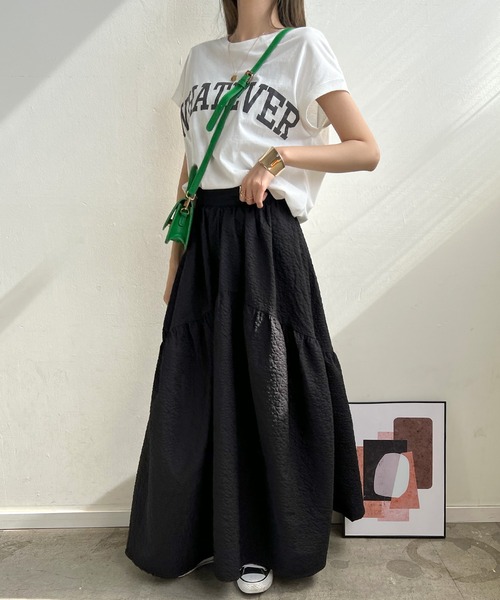 Futier land（フューティアランド）の「ふくれジャガードギャザースカート（スカート・レディース・ブラック/アイボリー/イエロー・FREE）」の11枚目の写真