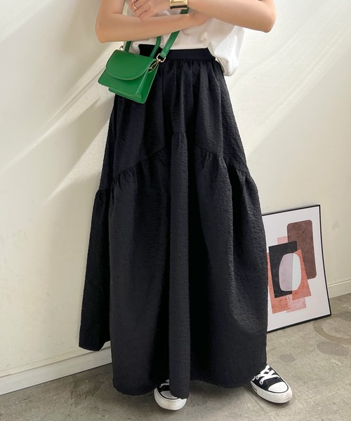 Futier land（フューティアランド）の「ふくれジャガードギャザースカート（スカート・レディース・ブラック/アイボリー/イエロー・FREE）」の13枚目の写真