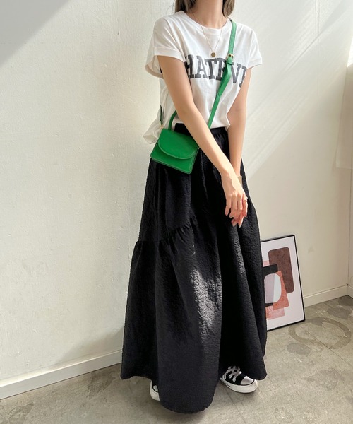 Futier land（フューティアランド）の「ふくれジャガードギャザースカート（スカート・レディース・ブラック/アイボリー/イエロー・FREE）」の14枚目の写真