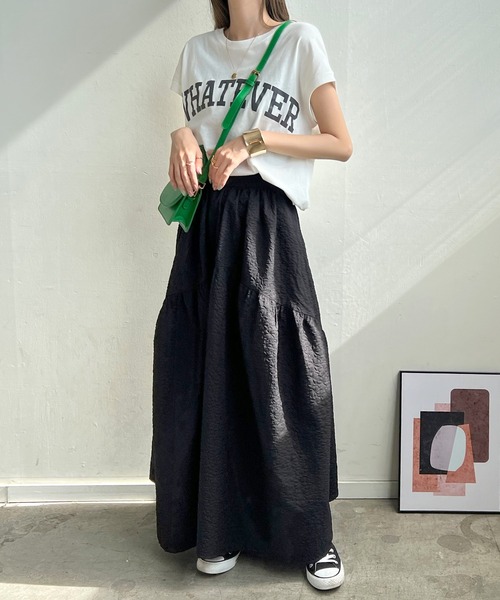 Futier land（フューティアランド）の「ふくれジャガードギャザースカート（スカート・レディース・ブラック/アイボリー/イエロー・FREE）」の15枚目の写真