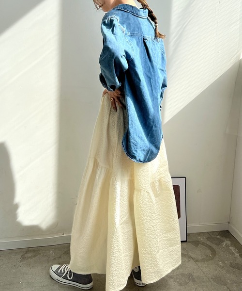 Futier land（フューティアランド）の「ふくれジャガードギャザースカート（スカート・レディース・ブラック/アイボリー/イエロー・FREE）」の19枚目の写真