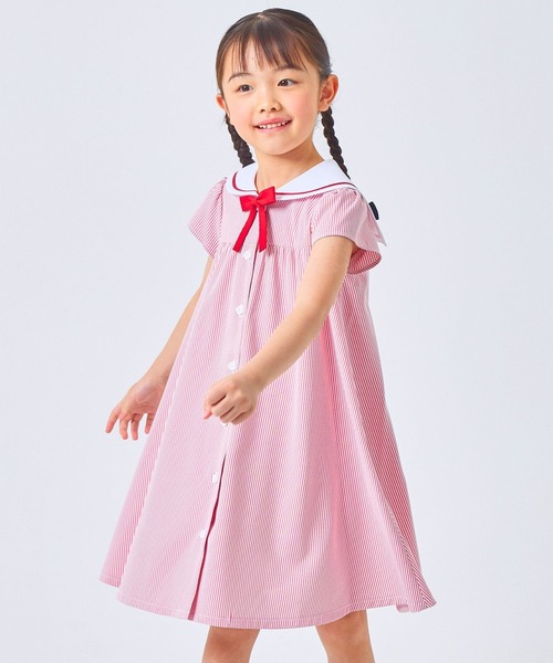 速乾、接触冷感】【KIDS】セーラーAラインワンピース（110～130cm
