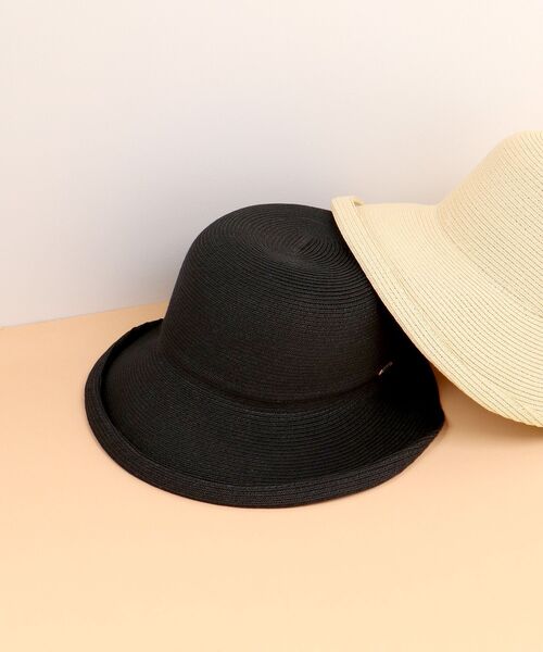 MAJESTIC LEGON(マジェスティックレゴン)の「ペーパーブルトンハット(ハット・レディース・ベージュ/ブラック・FREE)」の2枚目の写真