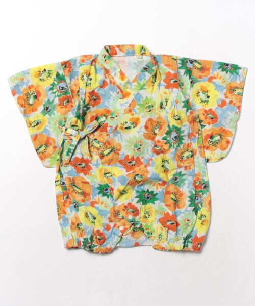 Ocean&Ground（オーシャン&グラウンド）の「GIRL’S甚平ロンパス FLOWERS(baby/70～80cm)（浴衣・キッズ・ブルー/イエロー/マルチ・70/80）」の3枚目の写真