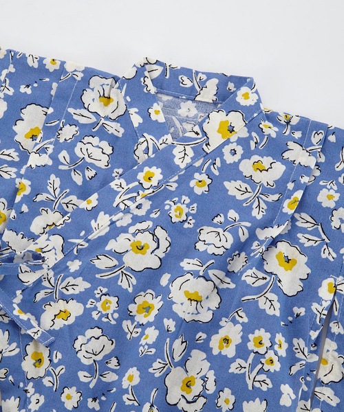 Ocean&Ground（オーシャン&グラウンド）の「GIRL’S甚平ロンパス FLOWERS(baby/70～80cm)（浴衣・キッズ・ブルー/イエロー/マルチ・70/80）」の6枚目の写真
