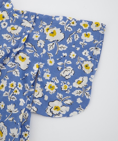 Ocean&Ground（オーシャン&グラウンド）の「GIRL’S甚平ロンパス FLOWERS(baby/70～80cm)（浴衣・キッズ・ブルー/イエロー/マルチ・70/80）」の8枚目の写真