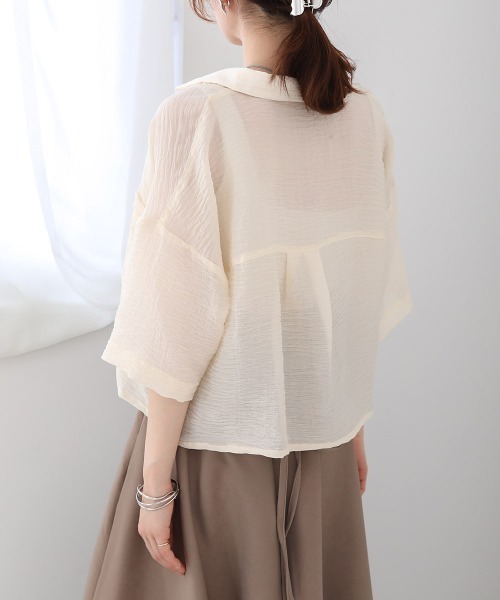 Bab(バブ)の「シアーショートシャツブラウス(シャツ/ブラウス・レディース・アイボリー/ブルー/グリーン・M)」の9枚目の写真