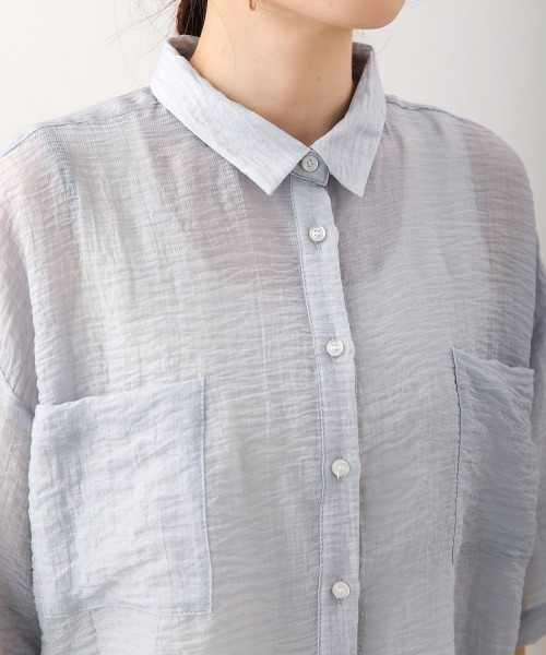 Bab(バブ)の「シアーショートシャツブラウス(シャツ/ブラウス・レディース・アイボリー/ブルー/グリーン・M)」の20枚目の写真