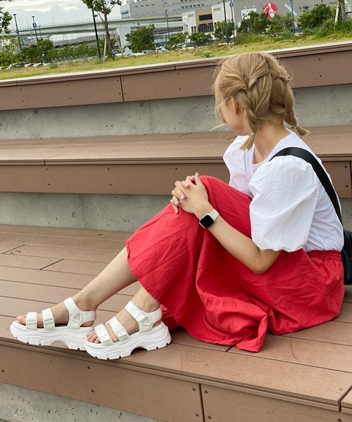 attagirl(アタガール)の「厚底ベルトスポーツサンダル(サンダル・レディース・ホワイト/ブラック/ベージュ/レッド・LL/S/M/L)」の12枚目の写真