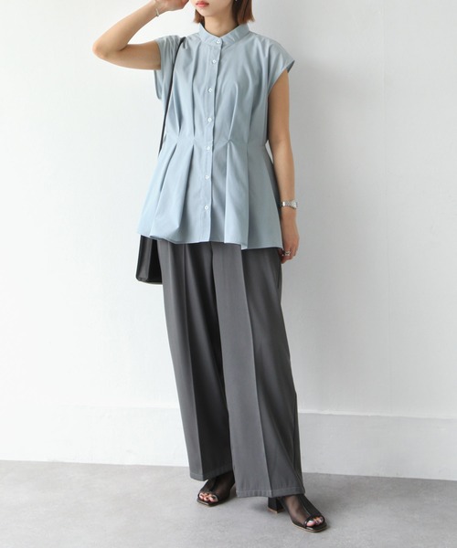 Chillfar（チルファー）の「ウエストタックスタンドカラーブラウス（シャツ/ブラウス・レディース・ブルーグレー/ブラック/オフホワイト・FREE）」の19枚目の写真