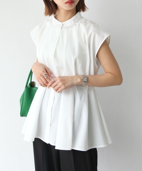 Chillfar（チルファー）の「ウエストタックスタンドカラーブラウス（シャツ/ブラウス・レディース・ブルーグレー/ブラック/オフホワイト・FREE）」の14枚目の写真